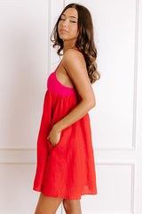 Block Party Chic Color Block Mini Dress in Red