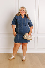 Darling Moment Denim Mini Dress Curves