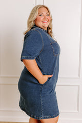 Darling Moment Denim Mini Dress Curves