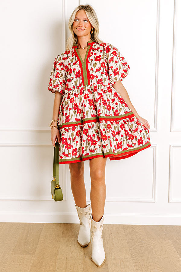 Fresh Horizon Floral Mini Dress in Rust