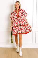 Fresh Horizon Floral Mini Dress in Rust