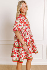 Fresh Horizon Floral Mini Dress in Rust