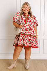 Fresh Horizon Floral Mini Dress in Rust Curves