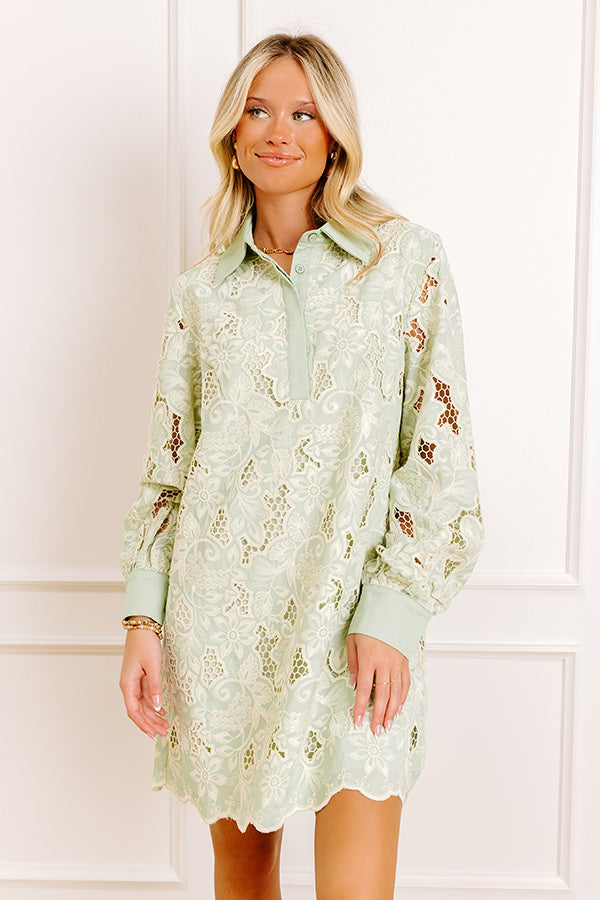 Chardonnay Toast Floral Embroidered Mini Dress