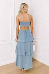 Amalfi Whisper Denim Tiered Maxi Dress