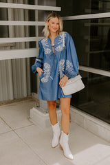Brunch Chic Embroidered Mini Dress