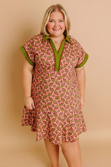 Cider Dreams Mini Dress in Olive Curves