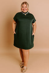 City Sleek Mini Dress in Hunter Green Curves