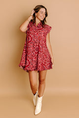 Rose Sangria Floral Mini Dress