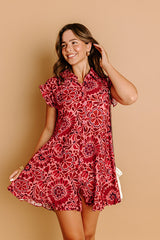 Rose Sangria Floral Mini Dress