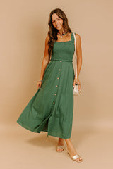 Harvest Lane Linen-Blend Midi Dress in Green