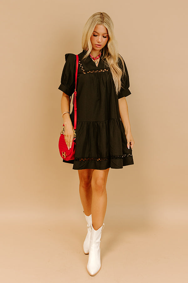 Wisteria And Wine Mini Dress in Black