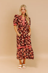 Harvest Blossom Floral Midi Dress