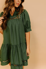 Wisteria And Wine Mini Dress in Hunter Green