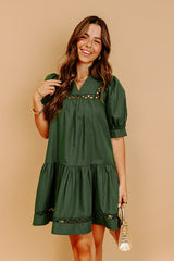 Wisteria And Wine Mini Dress in Hunter Green