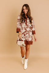 Sweet Harmony Floral Mini Dress in Chocolate