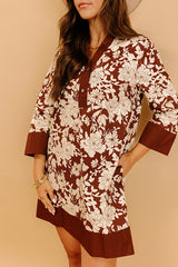 Sweet Harmony Floral Mini Dress in Chocolate