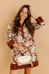 Sweet Harmony Floral Mini Dress in Chocolate