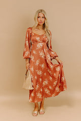 Sweet Whimsy Floral Satin Midi
