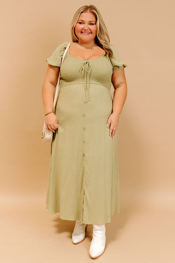 Vineyard Verse Smocked Midi Dress Curves