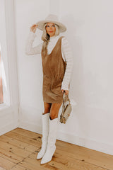 Uptown Manhattan Corduroy Mini Dress in Mocha