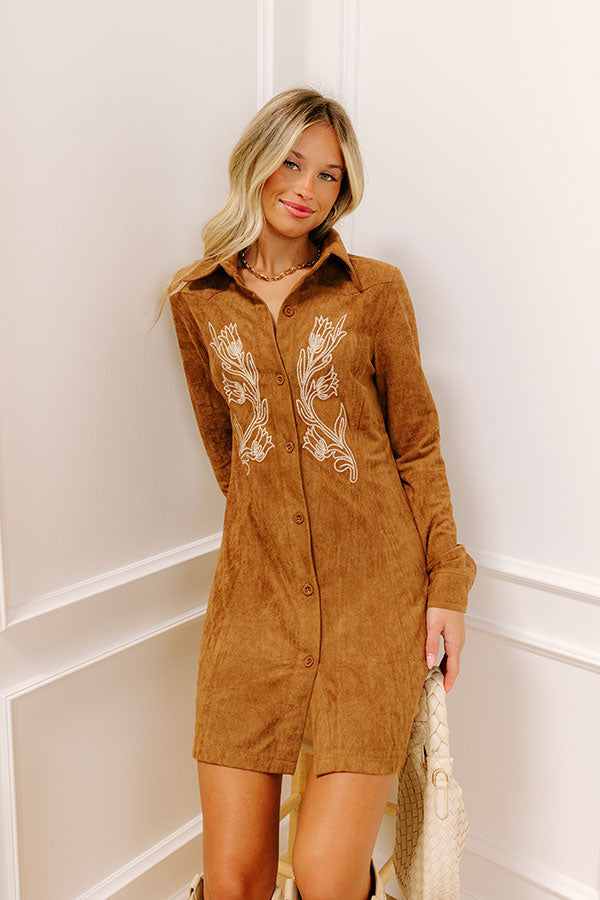 Western Skies Faux Suede Embroidered Mini Dress