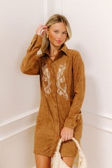 Western Skies Faux Suede Embroidered Mini Dress