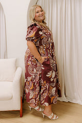 Meadow Merlot Floral Midi Dress Curves