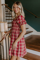 Cider Season Smocked Mini Dress in Wine