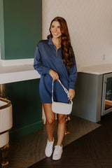 Urban Chic Scuba Quarter Zip Mini Dress in Riverside