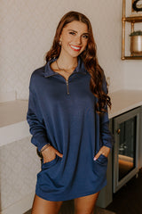 Urban Chic Scuba Quarter Zip Mini Dress in Riverside