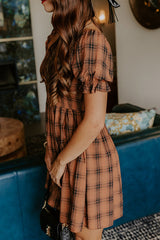 Cider Season Smocked Mini Dress in Cinnamon