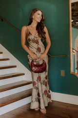 Midnight Garden Satin Floral Maxi Dress
