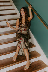 Midnight Garden Satin Floral Maxi Dress