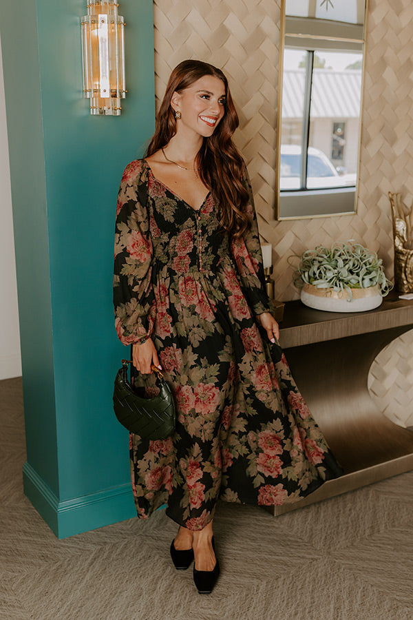 Secret Garden Floral Smocked Midi Dress
