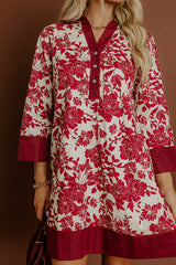 Sweet Harmony Floral Mini Dress in Wine