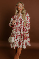 Veranda Chic Floral Mini Dress in Wine