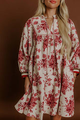 Veranda Chic Floral Mini Dress in Wine