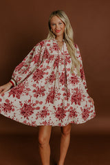Veranda Chic Floral Mini Dress in Wine