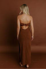 Rooftop Soiree Velvet Midi Dress in Chocolate