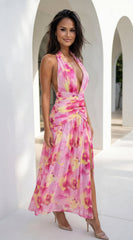 Floret Floral Print Maxi Dress - Pink Multi
