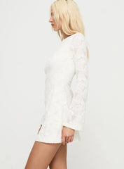 Lukea Lace Long Sleeve Mini Dress Cream