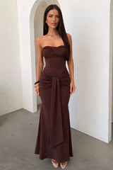 Taryn Strapless Maxi Dress - Brown