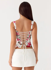 Sena Bustier Corset Top - Ivory Bloom