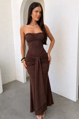 Taryn Strapless Maxi Dress - Brown