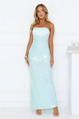 Saltwater Siren Strapless Sequin Maxi Dress Mint