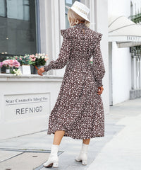FALL HAS SPRUNG MAXI DRESS - BROWN