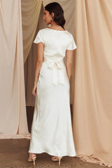 Irena Twist Bust Short Sleeve Dress Oyster