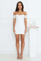 Gorgeous Nights Off Shoulder Mini Dress White