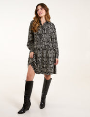Printed Smock Shirt Dress